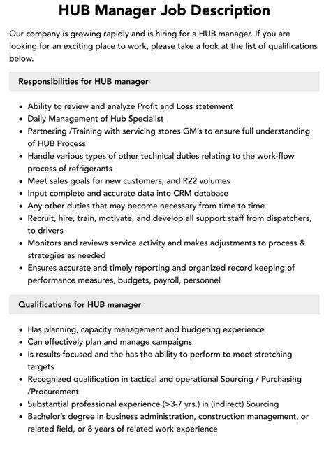 jumia hub manager job description.